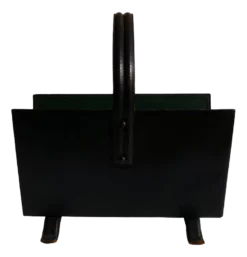 Vintage Black Magazine Rack In The Style Of Jacques Adnet, 1940s
