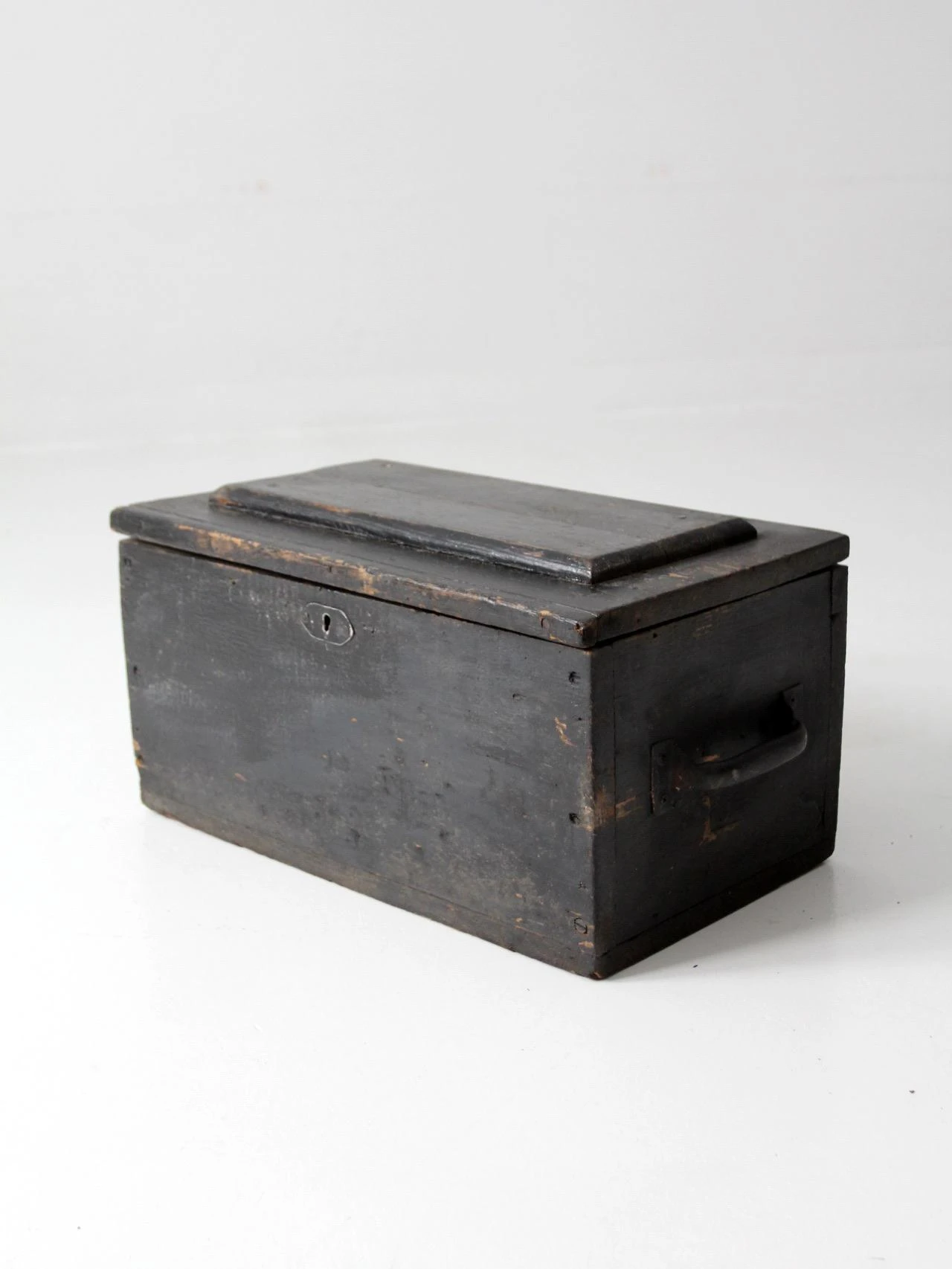 Vintage Black Wooden Tool Box 7 Vintage Black Wooden Tool Box - Image 7