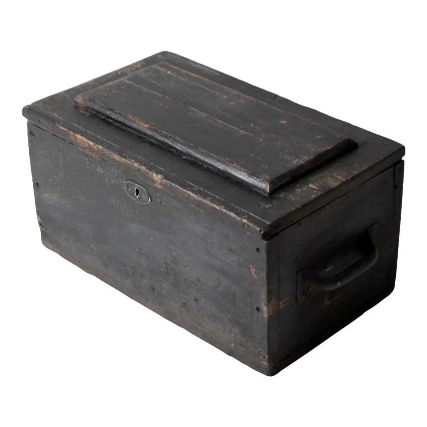 Vintage Black Wooden Tool Box 1 Vintage Black Wooden Tool Box