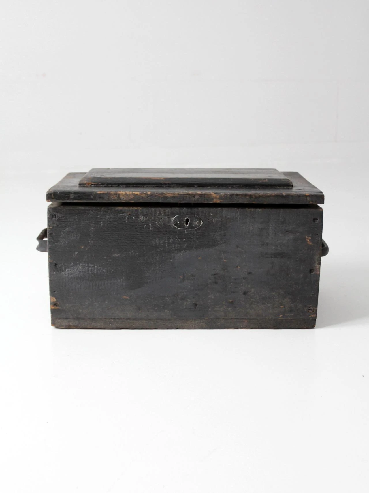 Vintage Black Wooden Tool Box 4 Vintage Black Wooden Tool Box - Image 4