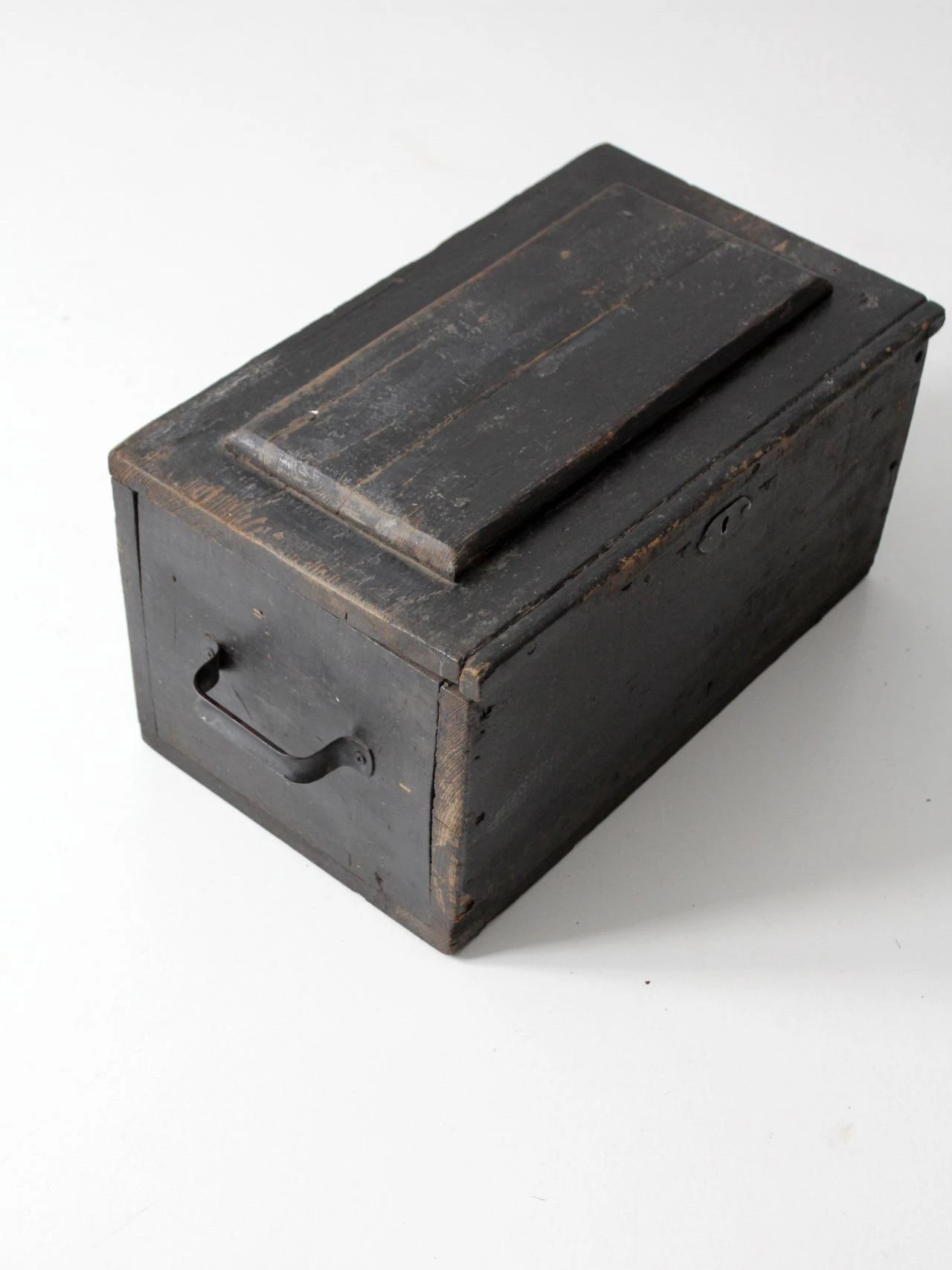 Vintage Black Wooden Tool Box 9 Vintage Black Wooden Tool Box - Image 9
