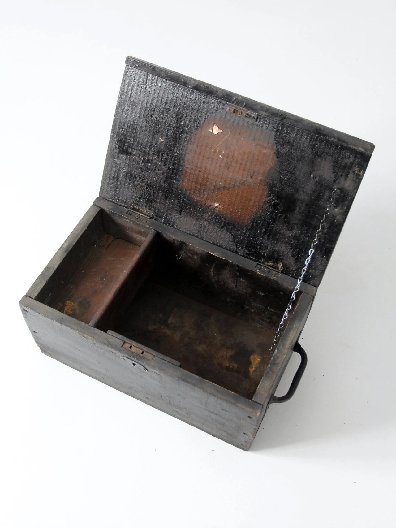 Vintage Black Wooden Tool Box 5 Vintage Black Wooden Tool Box - Image 5