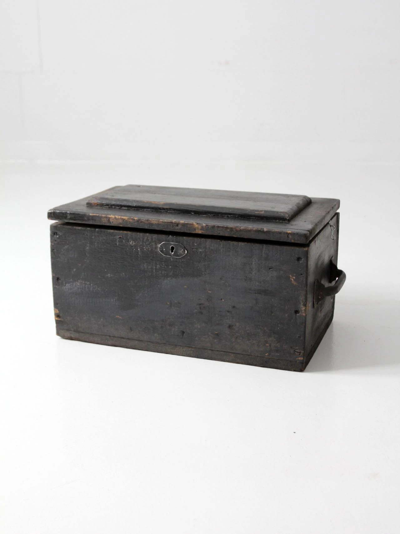 Vintage Black Wooden Tool Box 2 Vintage Black Wooden Tool Box - Image 2