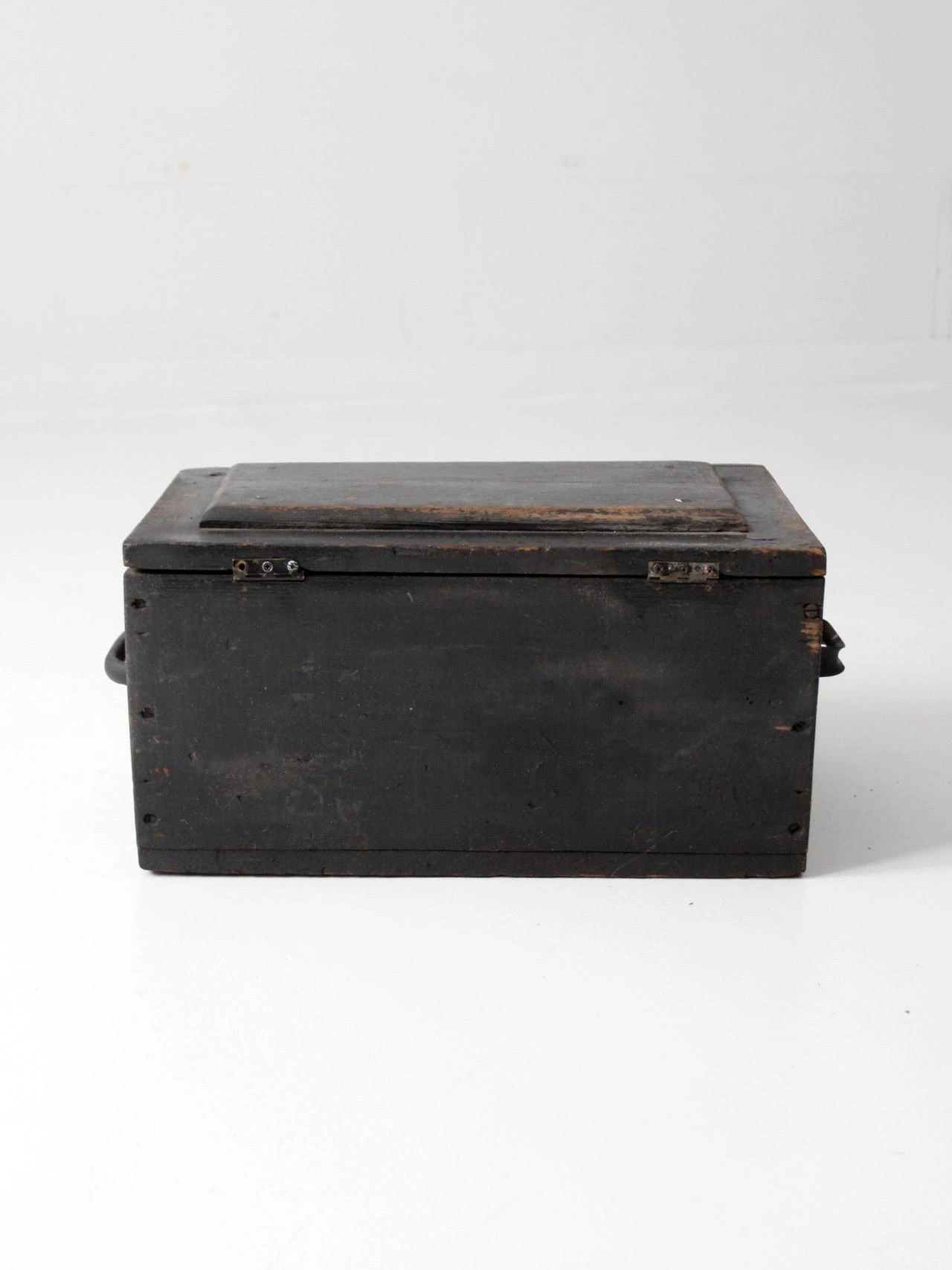 Vintage Black Wooden Tool Box 8 Vintage Black Wooden Tool Box - Image 8