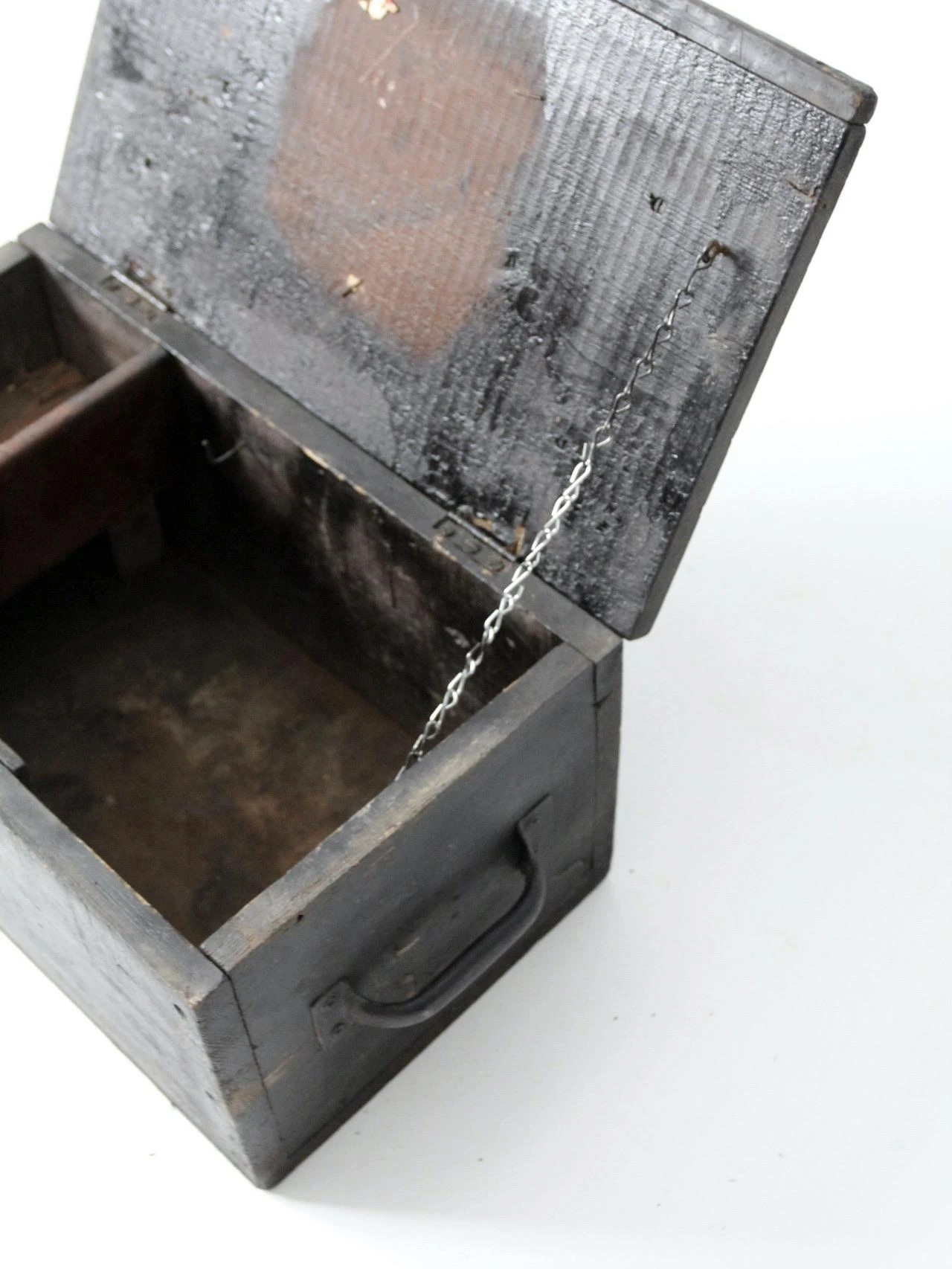 Vintage Black Wooden Tool Box 6 Vintage Black Wooden Tool Box - Image 6