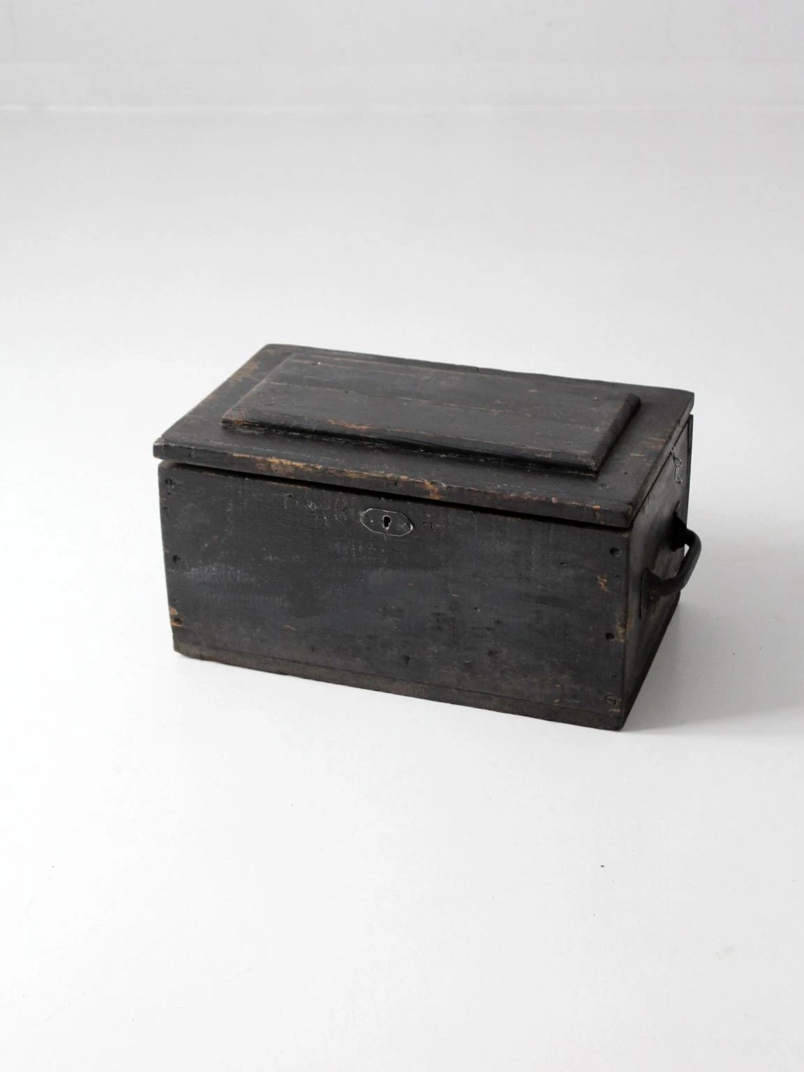 Vintage Black Wooden Tool Box 3 Vintage Black Wooden Tool Box - Image 3