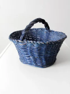 Vintage Blue Harvest Basket -Chairish Shop vintage blue harvest basket 7378