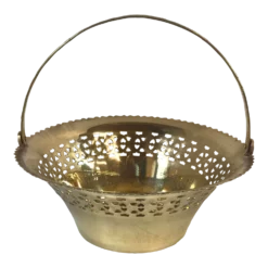 Vintage Brass Basket With Handle
