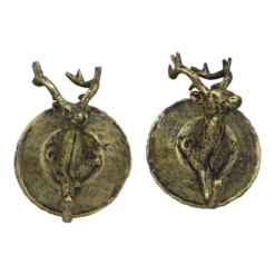 Vintage Brass Deer Head Wall Hooks - Set Of 2