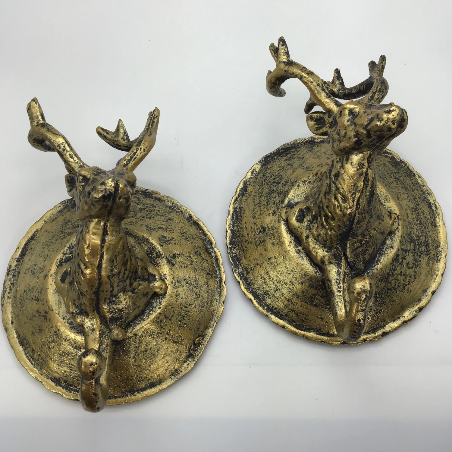 Vintage Brass Deer Head Wall Hooks - Set Of 2 3 Vintage Brass Deer Head Wall Hooks - Set Of 2 - Image 3