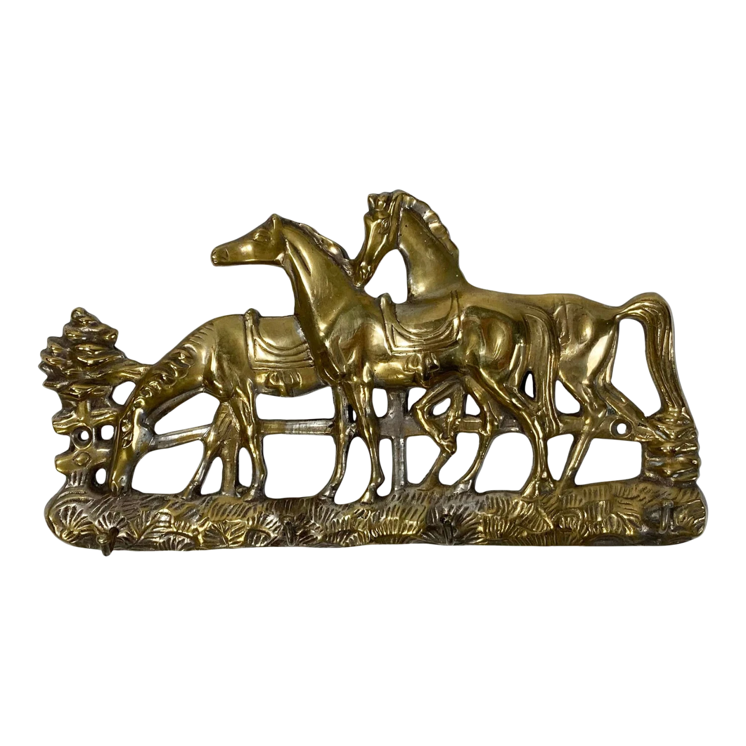 Vintage Brass Horse Motif Wall Hook 1 Vintage Brass Horse Motif Wall Hook