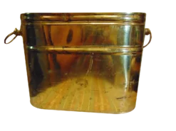 Vintage Brass Wood Container, 1970s