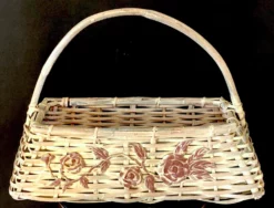 Vintage C1960s Large Whitewashed Graduated Oblong Gathering Basket With Handle And Floral Appliques 13 Vintage C1960s Large Whitewashed Graduated Oblong Gathering Basket With Handle And Floral Appliques -Chairish Shop vintage c1960s large whitewashed graduated oblong gathering basket with handle and floral appliques 2769 scaled