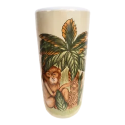 Vintage Ceramic Palm Beach Regency Tropical Monkey Palm Tree Umbrella Stand Holder