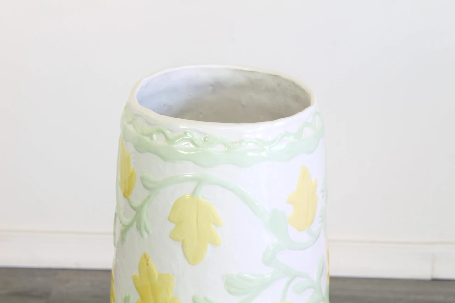 Vintage Ceramic Umbrella Stand With Floral Motif 2 Vintage Ceramic Umbrella Stand With Floral Motif - Image 2