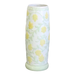 Vintage Ceramic Umbrella Stand With Floral Motif