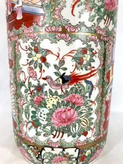 Vintage Chinese Rose Medallion Porcelain Umbrella Stand With Gilt Work, Signed -Chairish Shop vintage chinese rose medallion porcelain umbrella stand with gilt work signed 2361 scaled