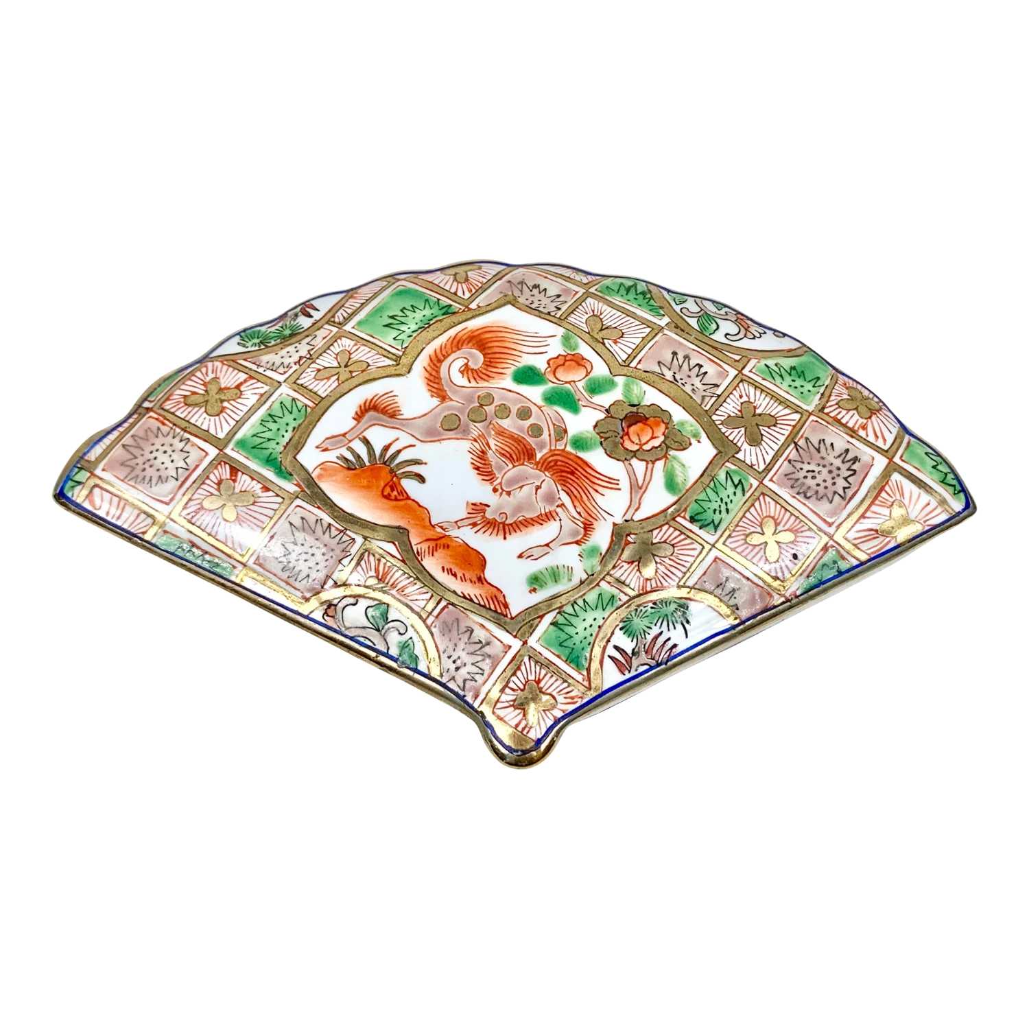 Vintage Chinoiserie Fan Shaped Box 1 Vintage Chinoiserie Fan Shaped Box