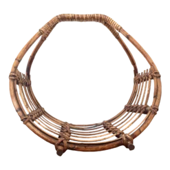 Vintage Chinoiserie Rattan Bamboo Magazine Rack