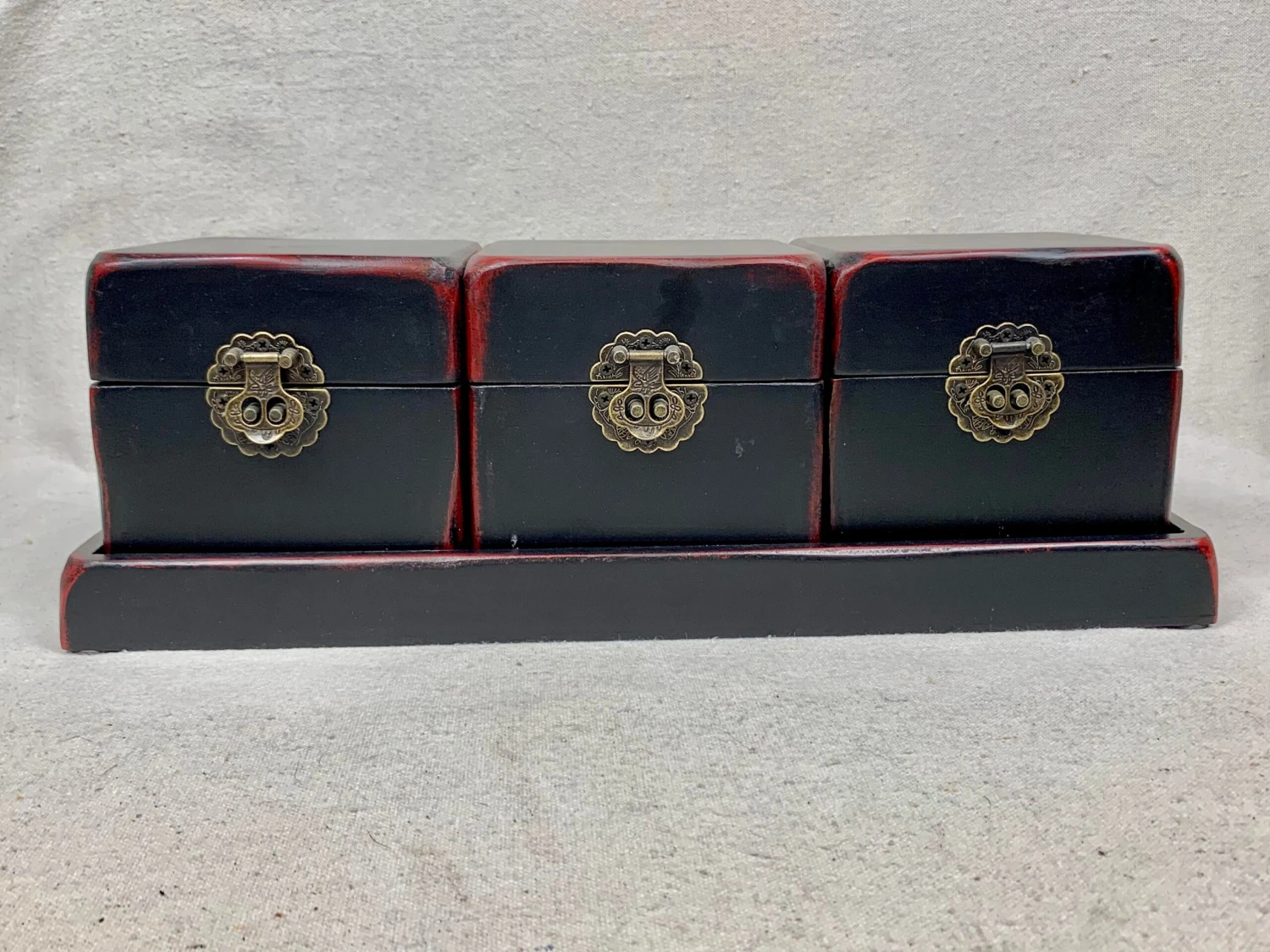 Vintage Chinoiserie Style Boxes With Tray-Four Pieces 2 Vintage Chinoiserie Style Boxes With Tray-Four Pieces - Image 2