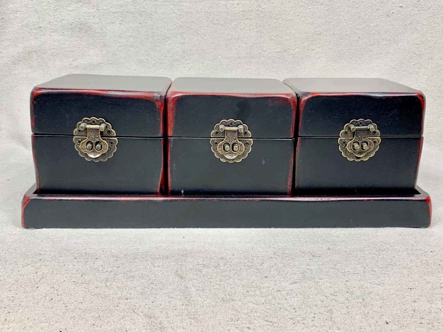 Vintage Chinoiserie Style Boxes With Tray-Four Pieces 9 Vintage Chinoiserie Style Boxes With Tray-Four Pieces - Image 9