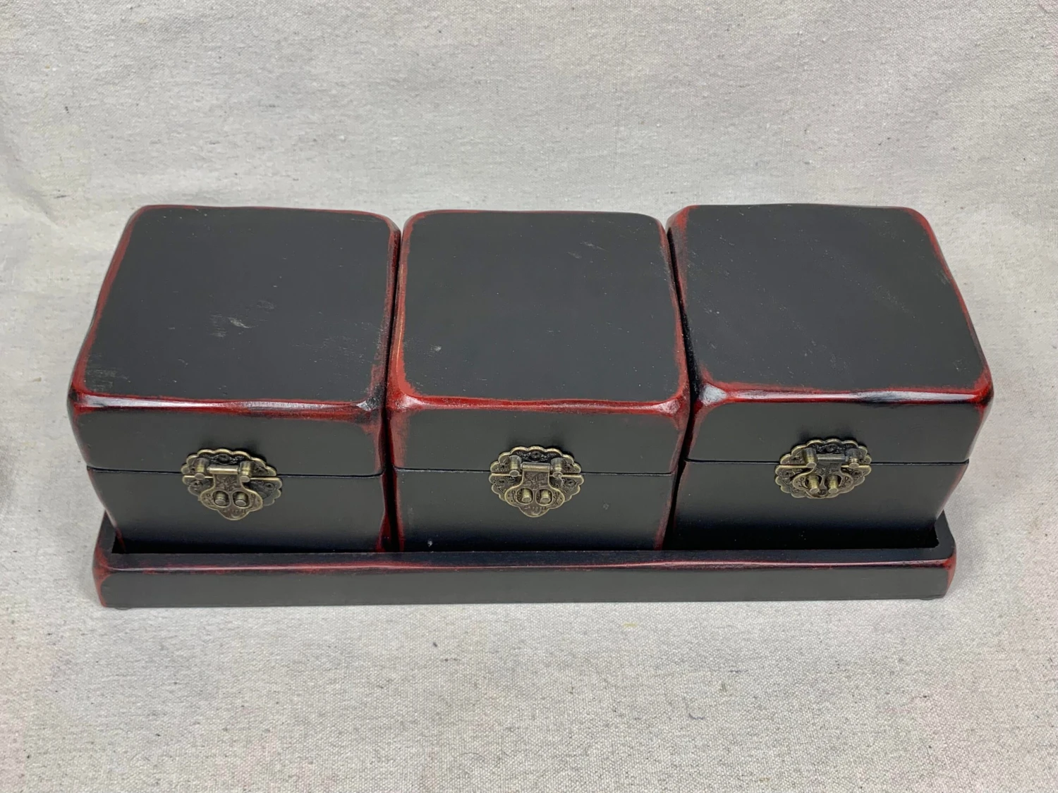 Vintage Chinoiserie Style Boxes With Tray-Four Pieces 3 Vintage Chinoiserie Style Boxes With Tray-Four Pieces - Image 3