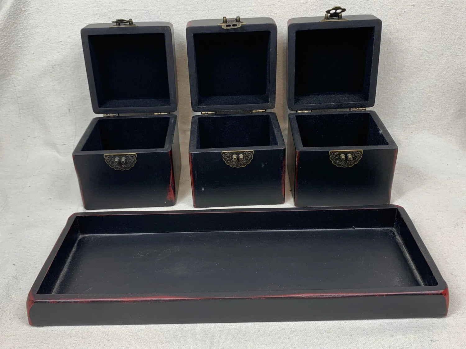 Vintage Chinoiserie Style Boxes With Tray-Four Pieces 8 Vintage Chinoiserie Style Boxes With Tray-Four Pieces - Image 8