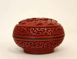 Vintage Cinnabar Red Small Lidded With Blue Enameled Lining Decorative Box -Chairish Shop vintage cinnabar red small lidded with blue enameled lining decorative box 3432