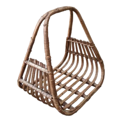 Vintage Coastal Boho Chic Magazine Log Holder Basket