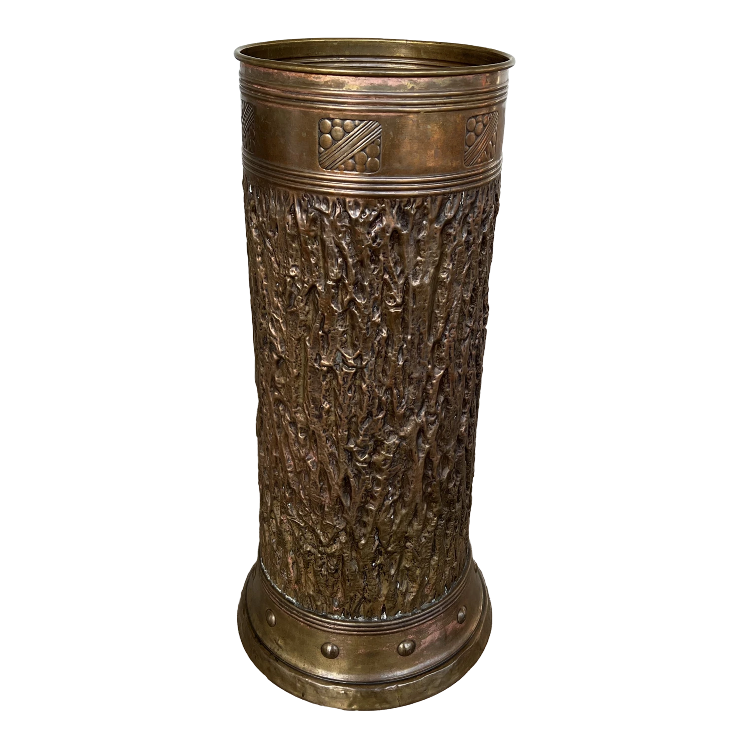 Vintage Embossed Copper Brass Umbrella Stand/Stick Holder 1 Vintage Embossed Copper Brass Umbrella Stand/Stick Holder