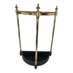 Vintage English Brass And Cast Iron Umbrella Stand