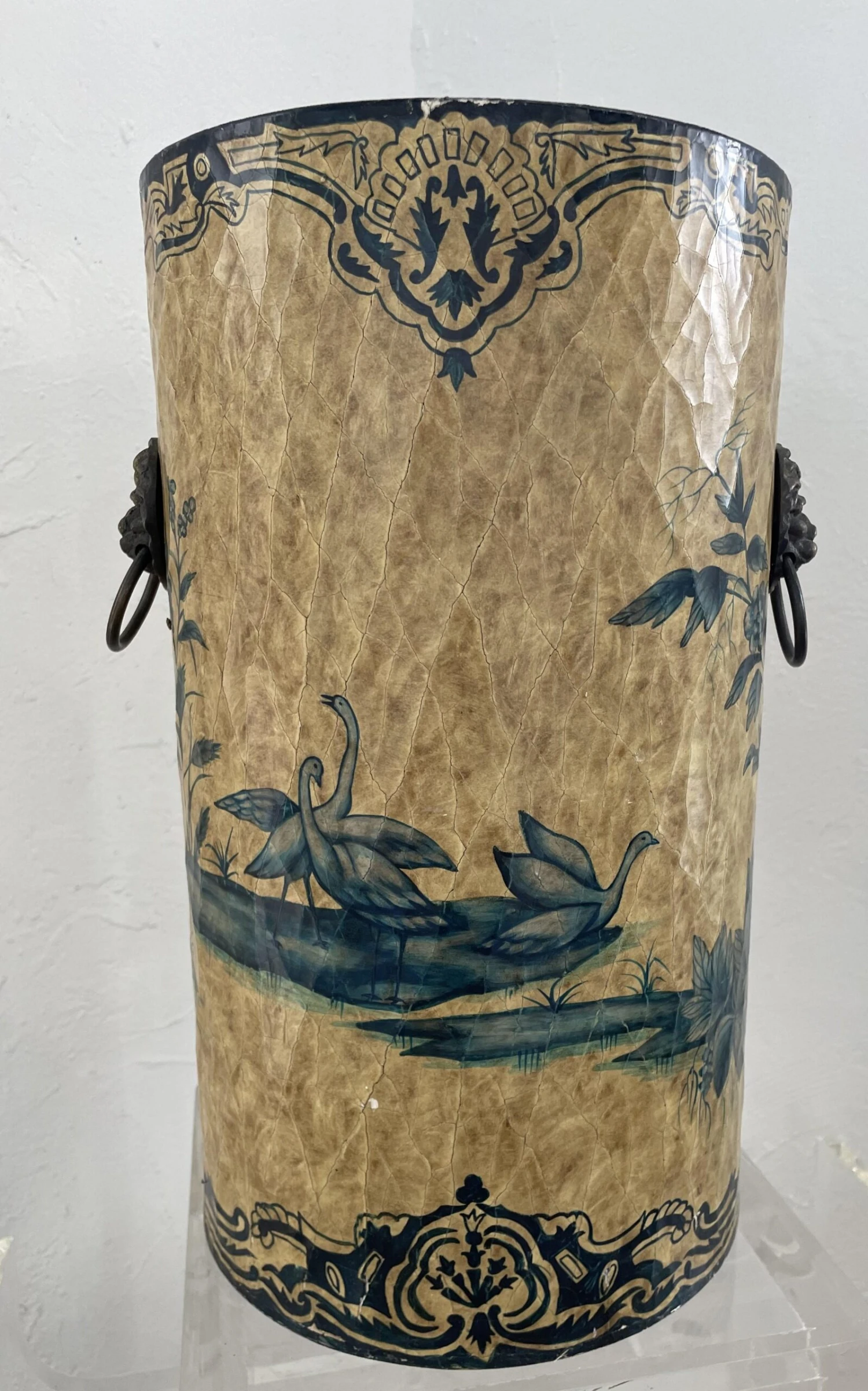 Vintage English/Chinoiserie “Papier Mache” Painted Umbrella Stand 2 Vintage English/Chinoiserie “Papier Mache” Painted Umbrella Stand - Image 2