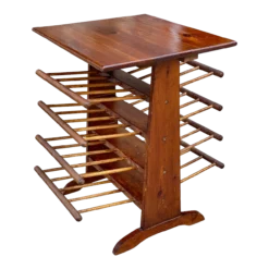 Vintage Farmhouse Pine Turned Spindle Magazine Record Rack Holder