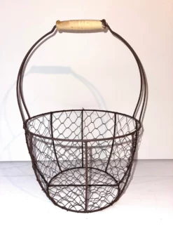 Vintage French Deco Iron Wire Egg Basket -Chairish Shop vintage french deco iron wire egg basket 2520 scaled