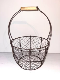 Vintage French Deco Iron Wire Egg Basket -Chairish Shop vintage french deco iron wire egg basket 4016 scaled