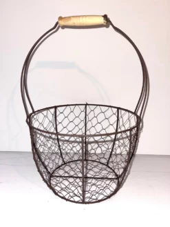 Vintage French Deco Iron Wire Egg Basket -Chairish Shop vintage french deco iron wire egg basket 7233 scaled