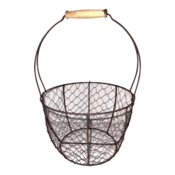 Vintage French Deco Iron Wire Egg Basket