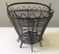 Vintage French Farm Wire Basket With Feet & Swivel Handle -Chairish Shop vintage french farm wire basket with feet and swivel handle 1495