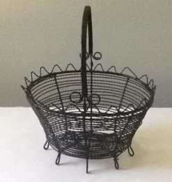 Vintage French Farm Wire Basket With Feet & Swivel Handle -Chairish Shop vintage french farm wire basket with feet and swivel handle 3303