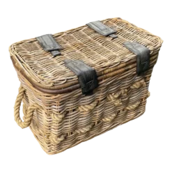 Vintage French Wicker Laundry Basket Linen Trunk