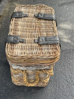 Vintage French Wicker Laundry Basket Linen Trunk -Chairish Shop vintage french wicker laundry basket linen trunk 6216