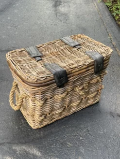 Vintage French Wicker Laundry Basket Linen Trunk -Chairish Shop vintage french wicker laundry basket linen trunk 9114