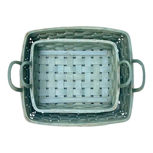 Vintage Green Nesting Harvest Baskets - Set Of 2 -Chairish Shop vintage green nesting harvest baskets set of 2 0060