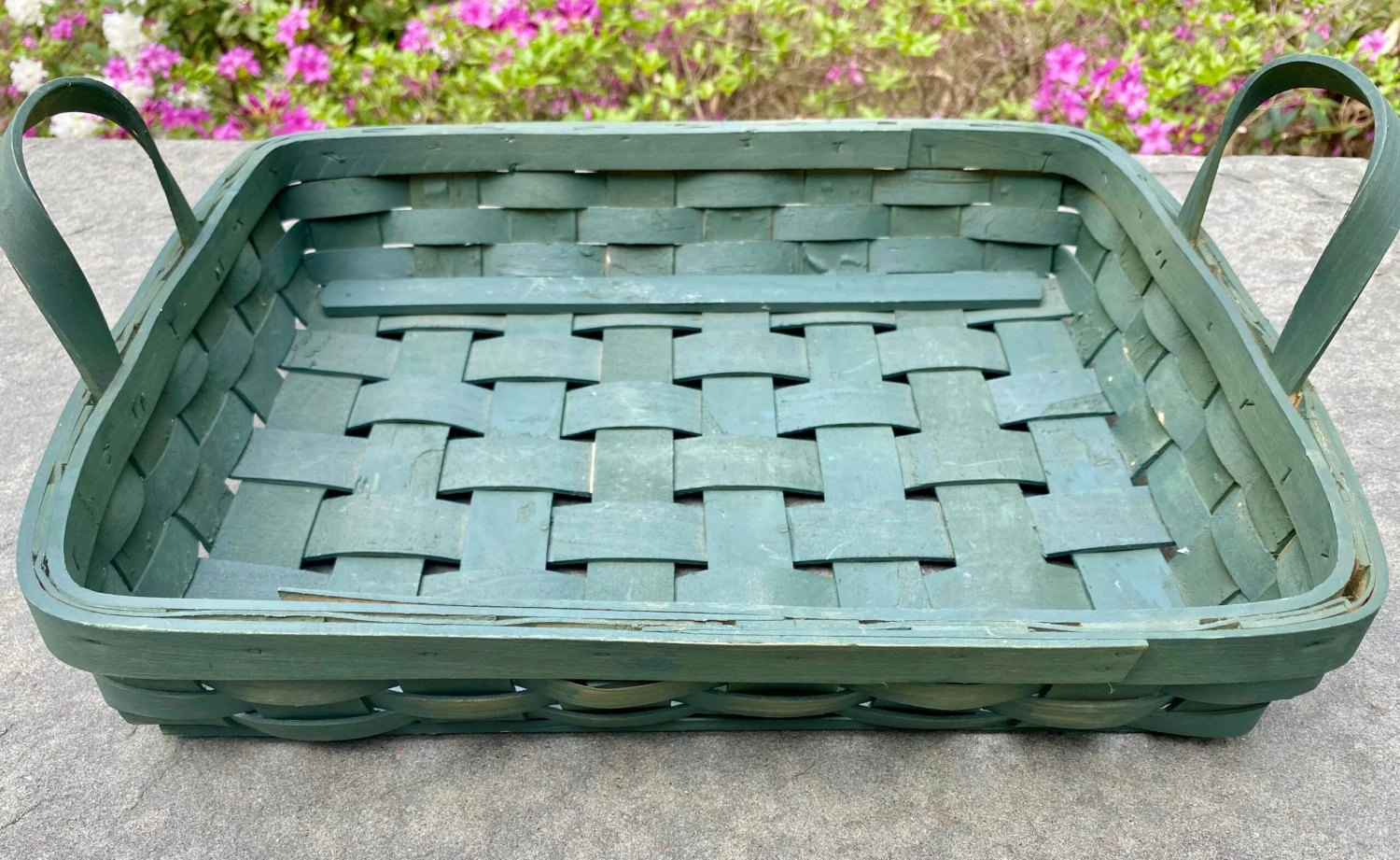 Vintage Green Nesting Harvest Baskets - Set Of 2 4 Vintage Green Nesting Harvest Baskets - Set Of 2 - Image 4