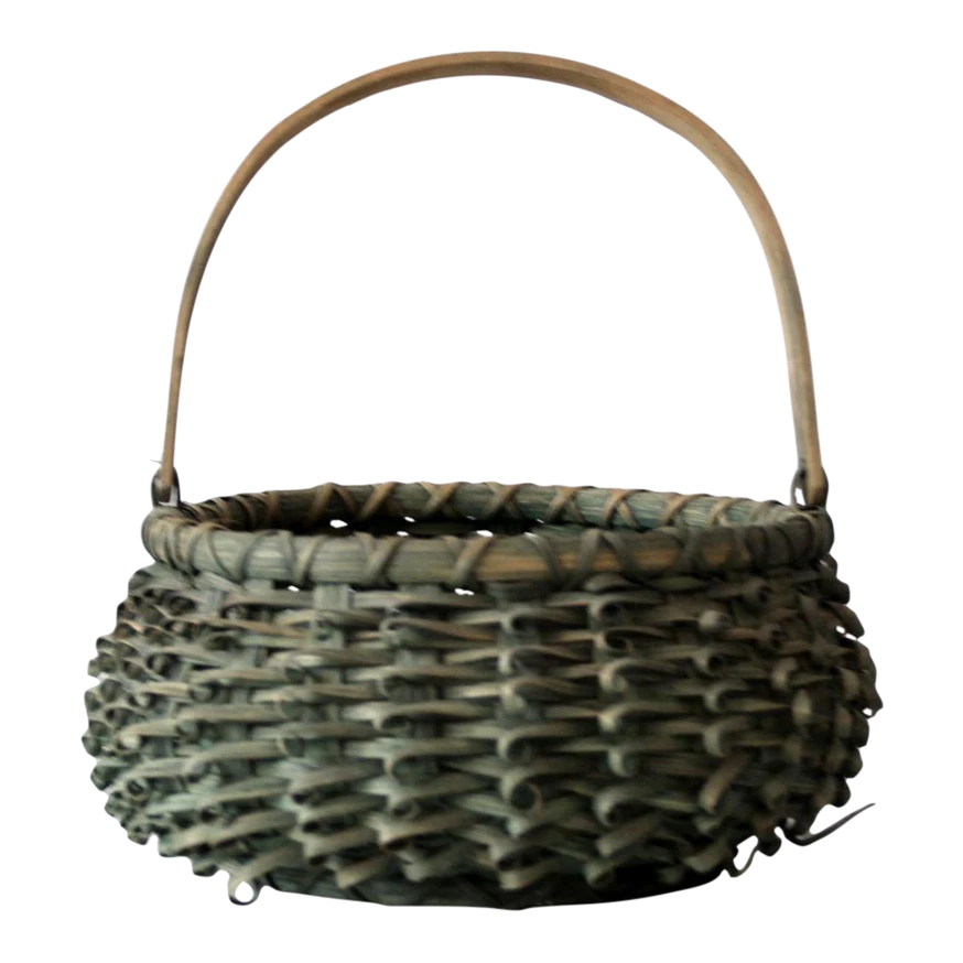 Vintage Green Porcupine Curl Basket 1 Vintage Green Porcupine Curl Basket