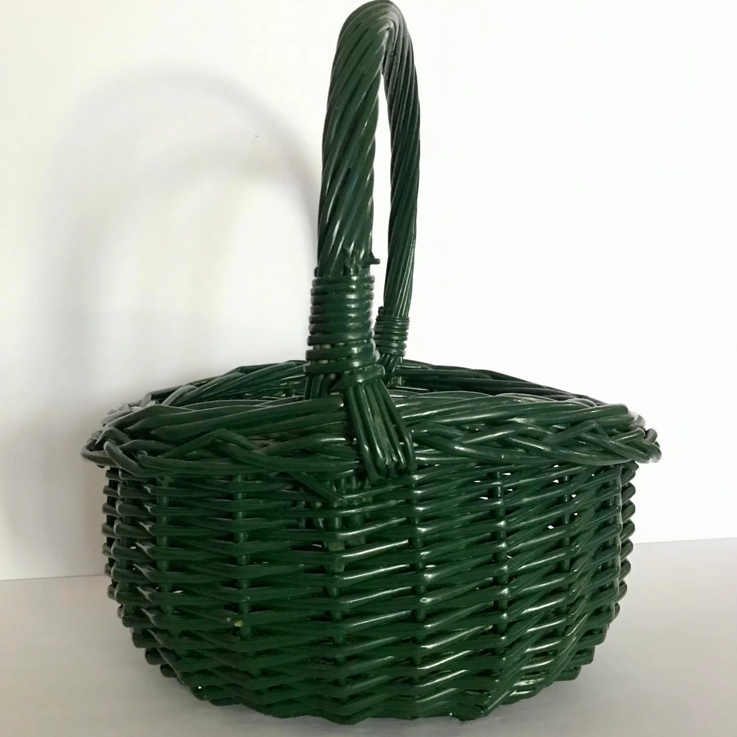 Vintage Green Wicker Basket 4 Vintage Green Wicker Basket - Image 4