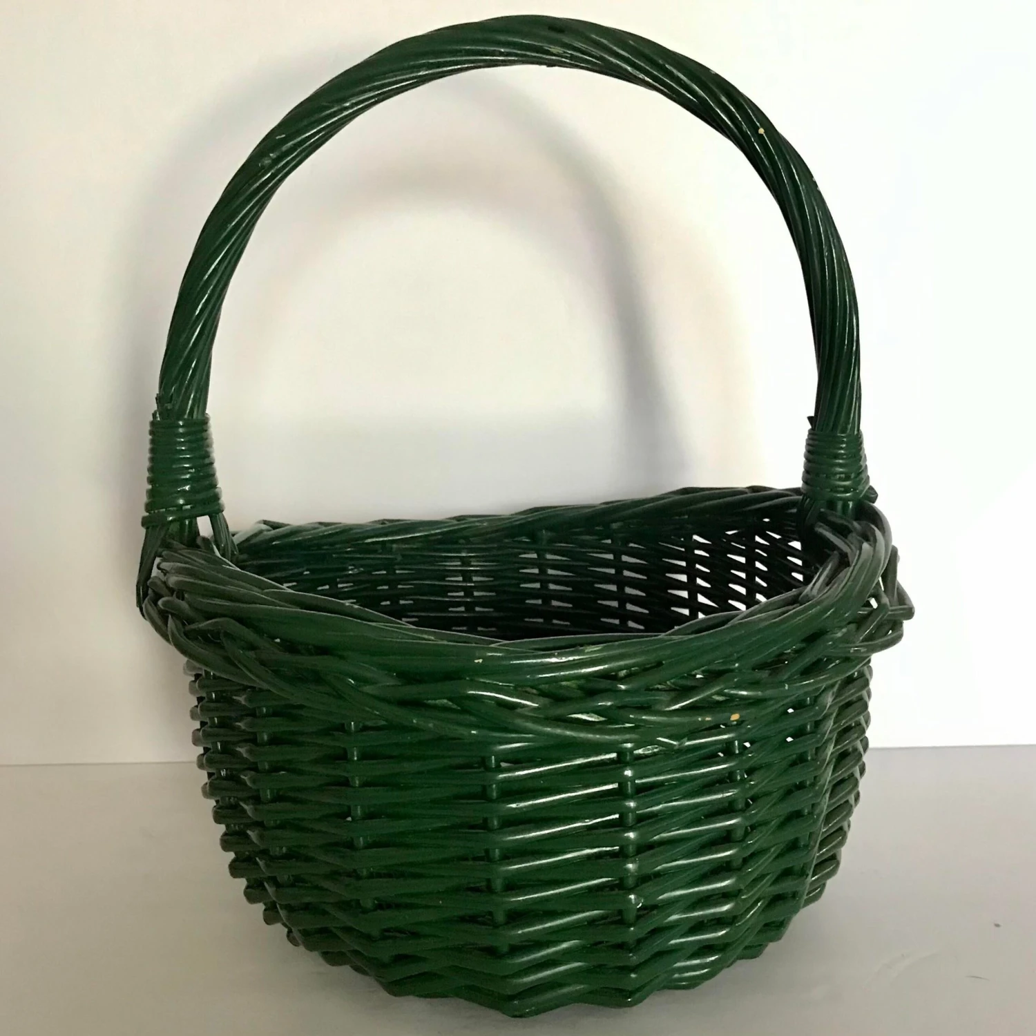 Vintage Green Wicker Basket 3 Vintage Green Wicker Basket - Image 3