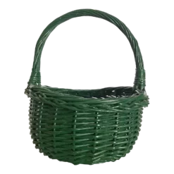 Vintage Green Wicker Basket