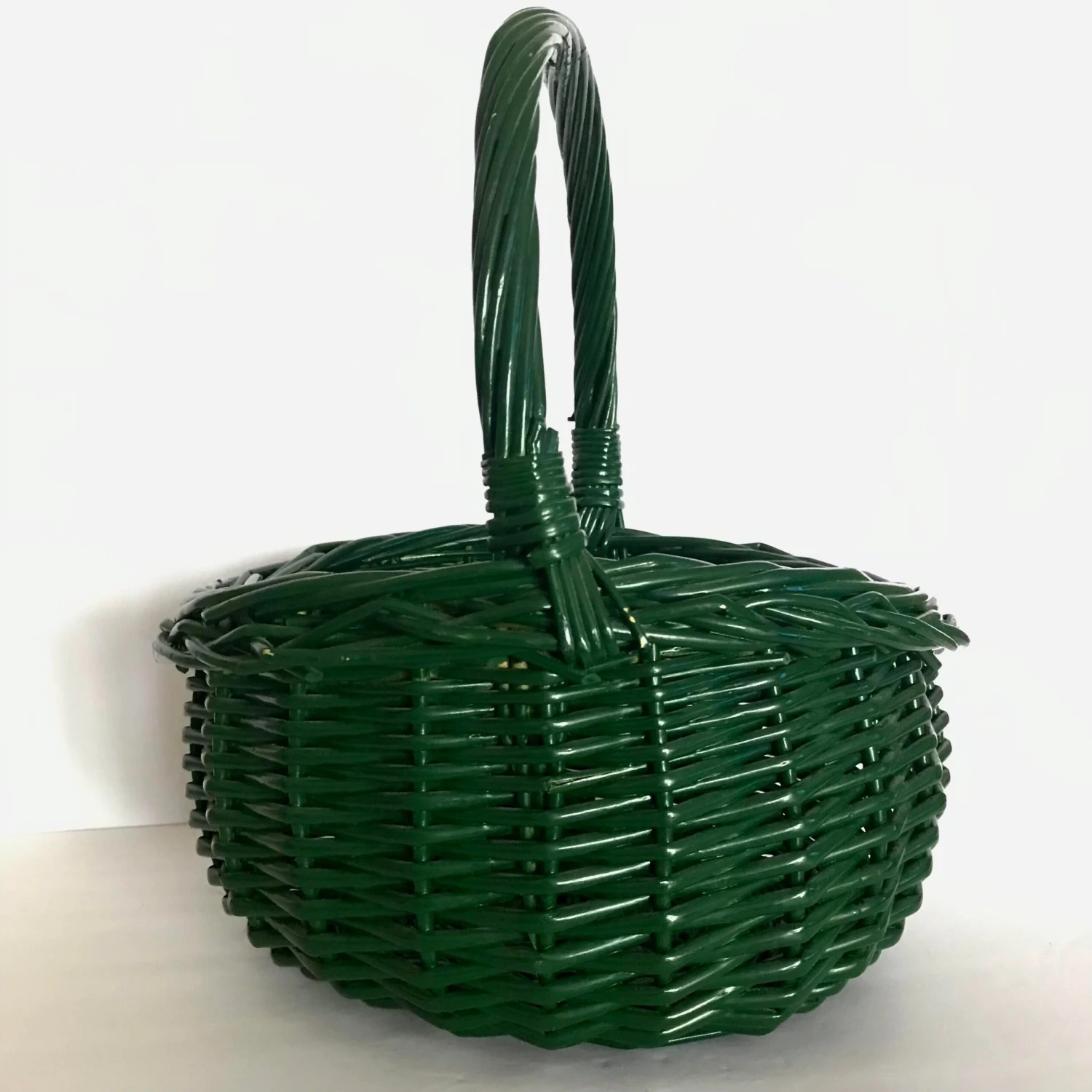 Vintage Green Wicker Basket 2 Vintage Green Wicker Basket - Image 2
