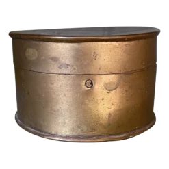 Vintage Hand Made Hinged Round Brass Box